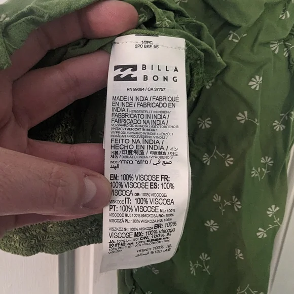 Billabong cottage core green peasant crop - Picture 5 of 7